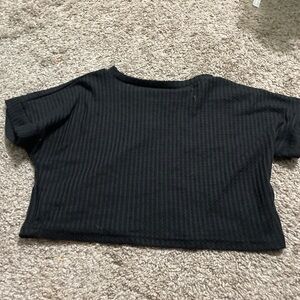 SHEIN Black Ribbed Crop Top